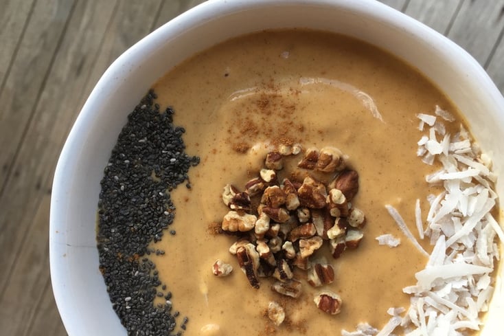 Pumpkin Peanut Butter Protein Smoothie Bowl