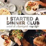 Photo of friends around a table for dinner club.